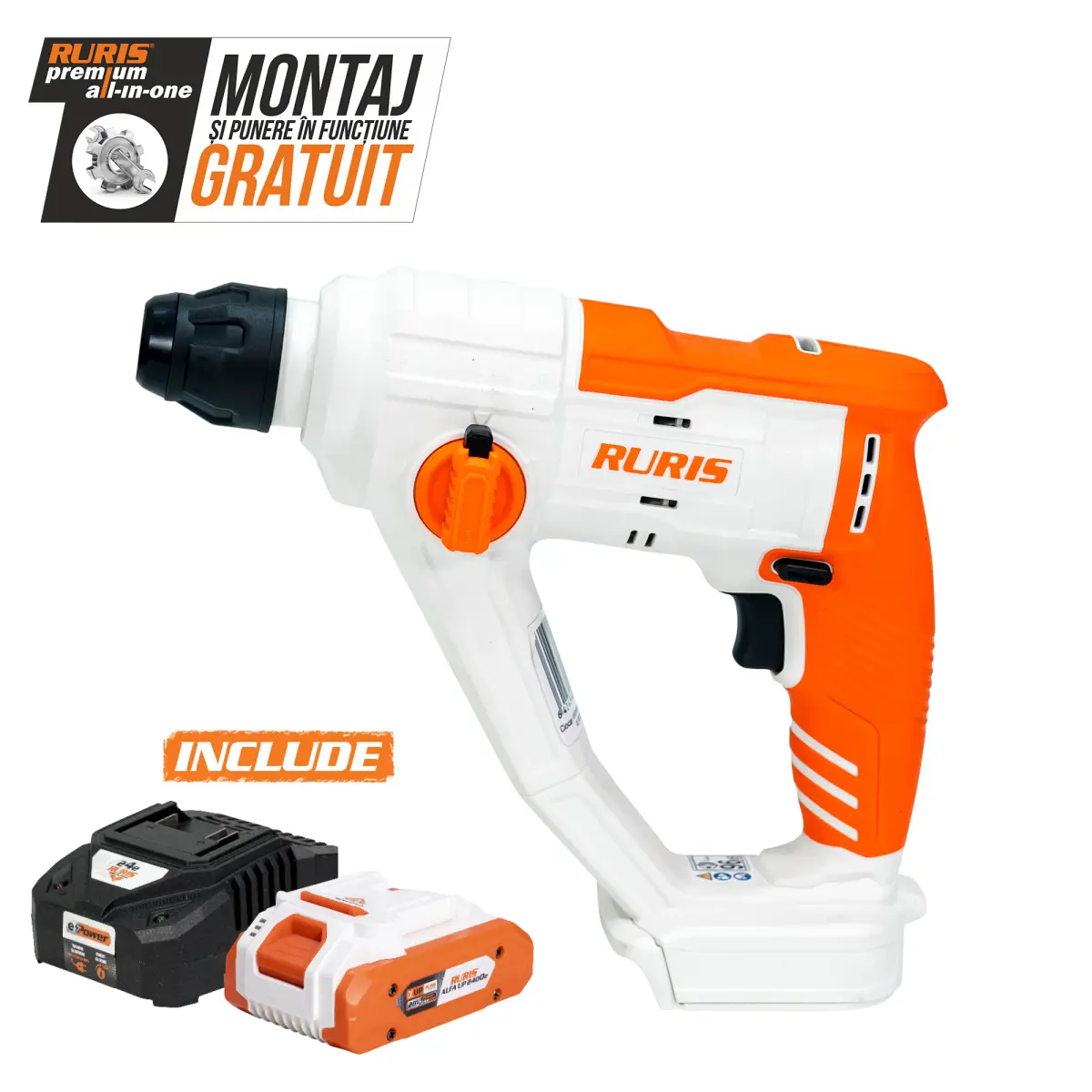 Ciocan rotopercutor pe acumulator RURIS RMX1210 Power Alfa UP {contine acumulator+incarcator}