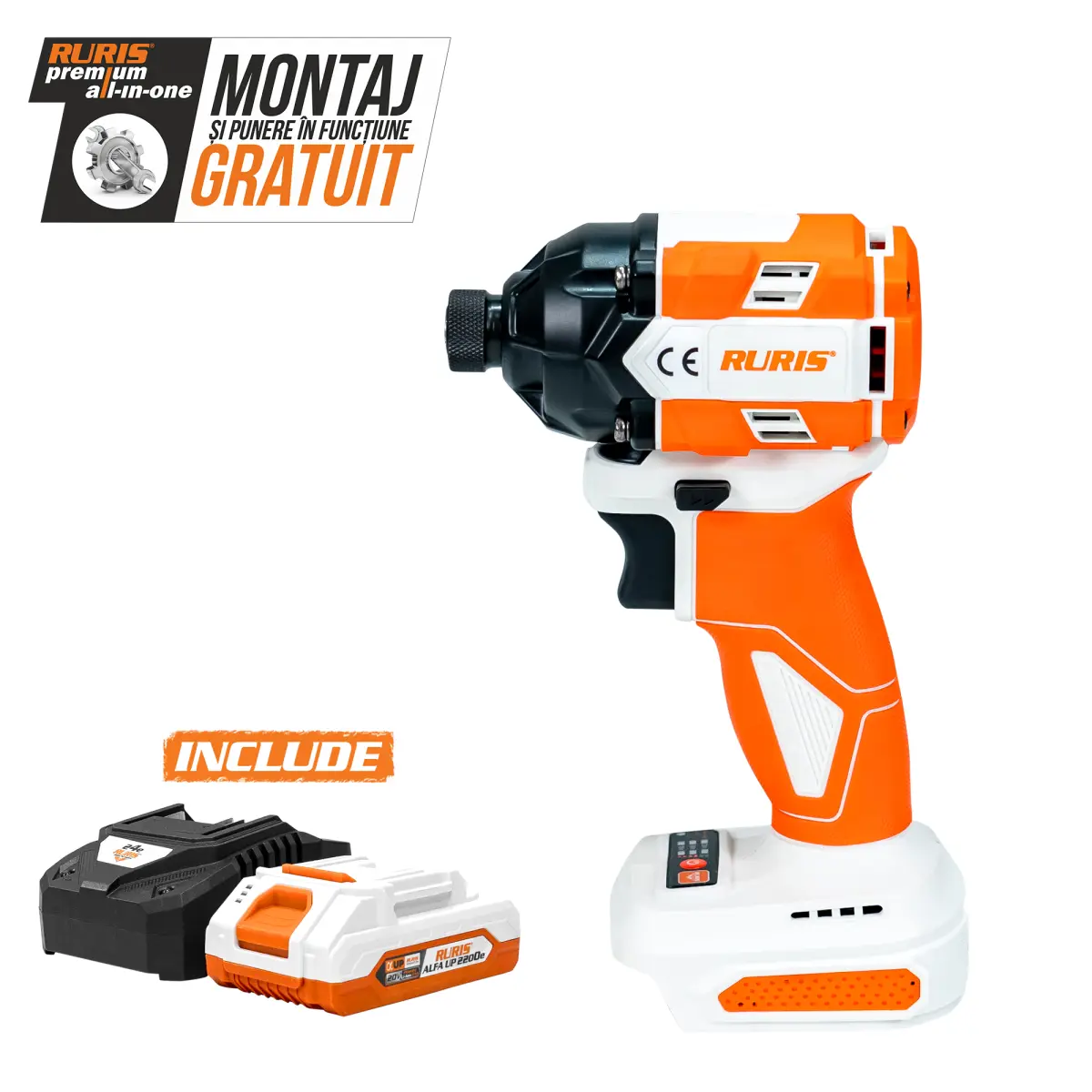 Mașină de înșurubat cu impact pe acumulator RURIS RMX2300 Power Alfa UP {contine acumulator+incarcator}