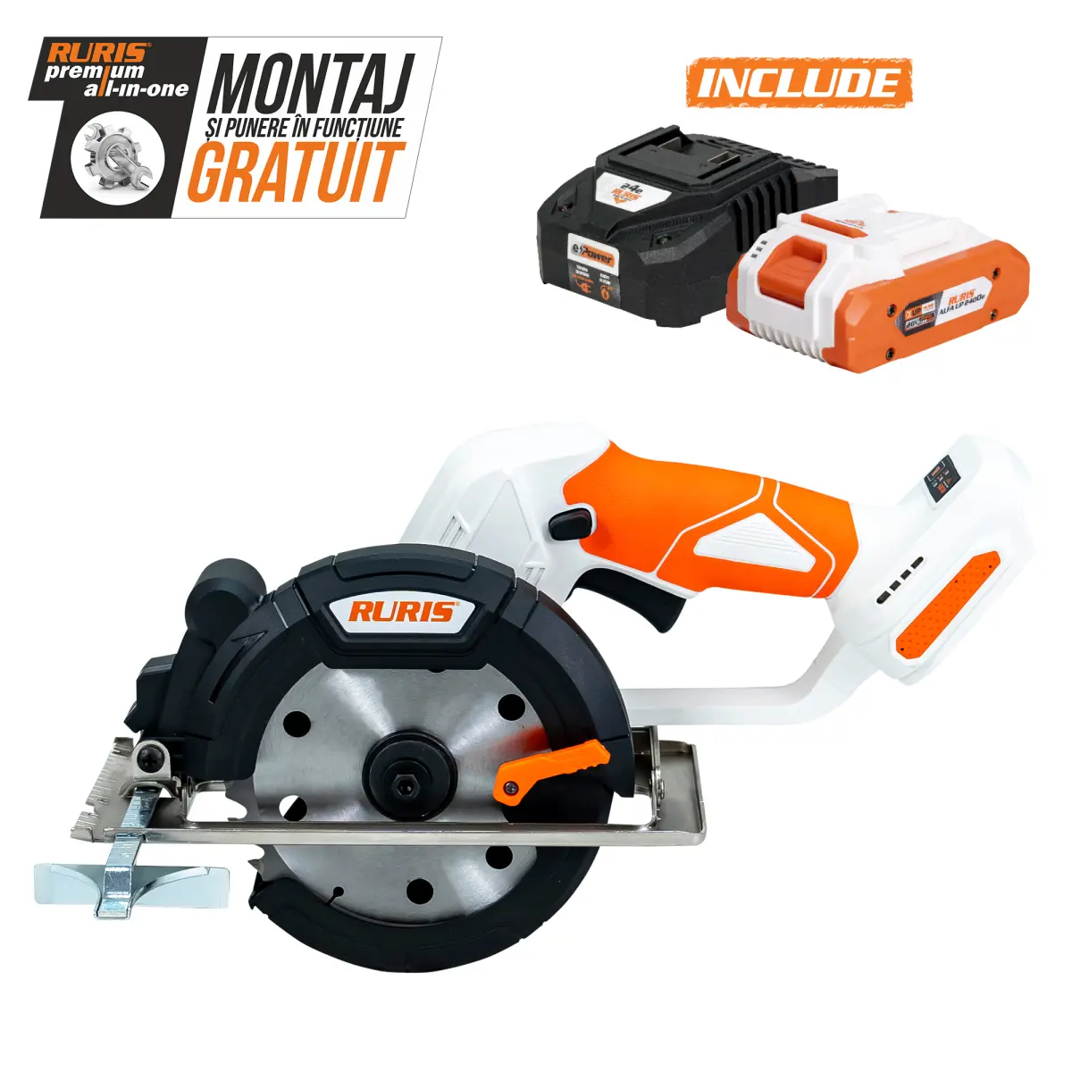 Ferăstrău circular pe acumulator RURIS RMX3140 Power Alfa UP {contine acumulator+incarcator}