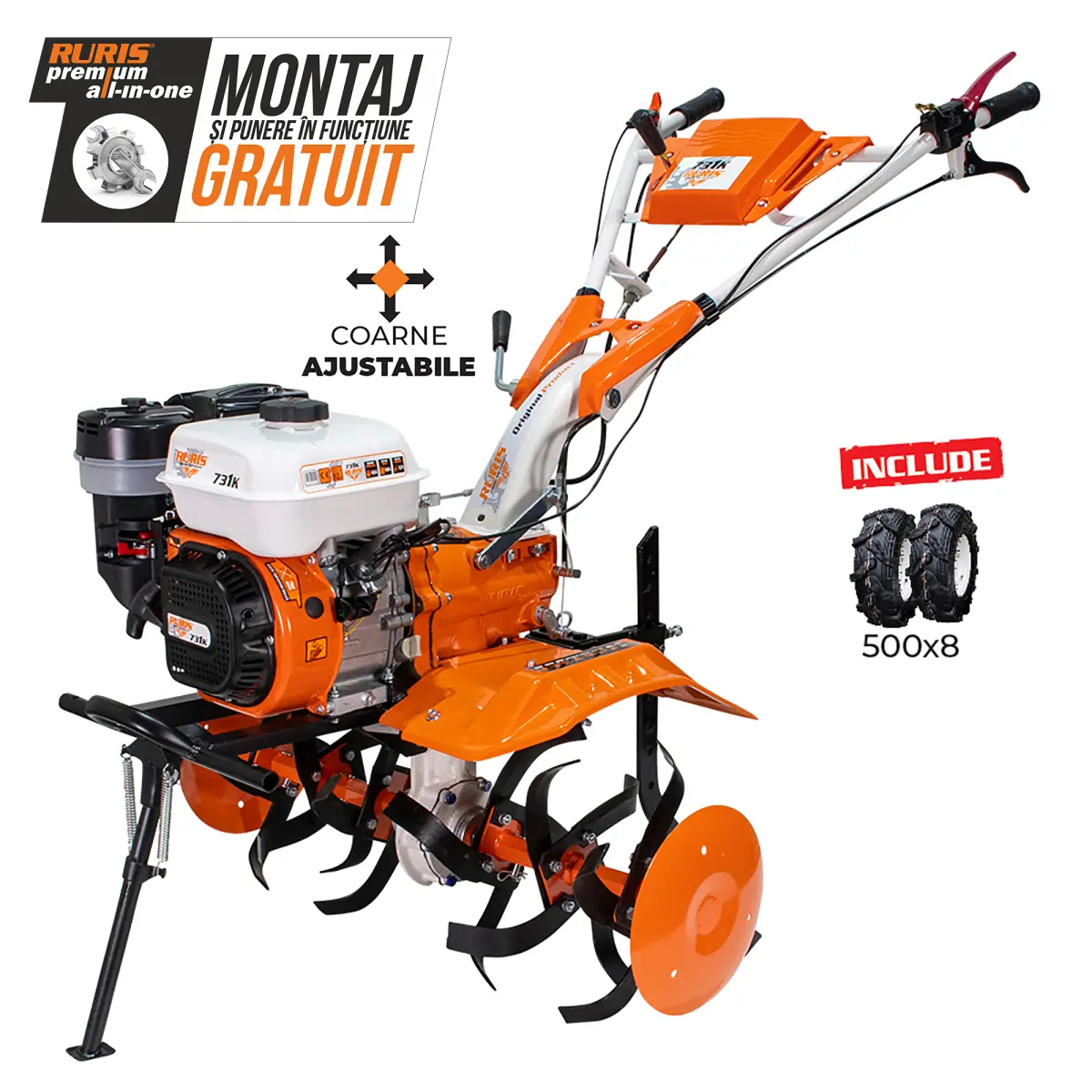 Motosapatoare RURIS 731K Start + roti cauciuc 5.00-8